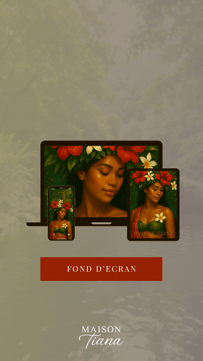 Fond d’écran digital Muse d’Eau – version téléphone, tablette et ordinateur – Illustration féminine tropicale