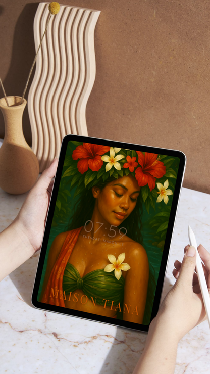 Vue du fond d’écran Muse d’Eau sur tablette – atmosphère poétique et tropicale