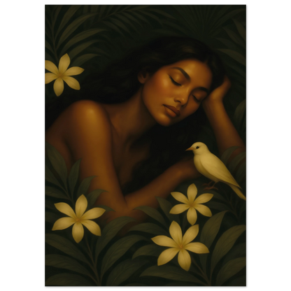 Affiche fine art premium « Repos Sacré » Maison Tiana, impression artistique raffinée.